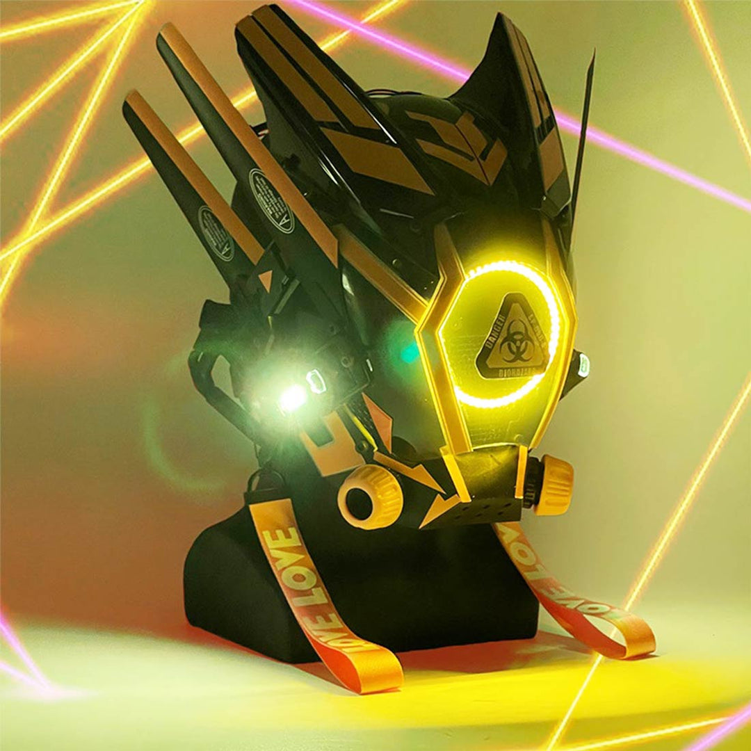 Future Punk Tech Cosplay Mask with Light