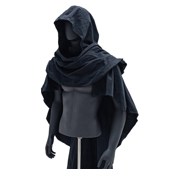 Vintage Cotton Linen Cloak Cape Shawl, Distressed Style Medieval Costume for Cosplay