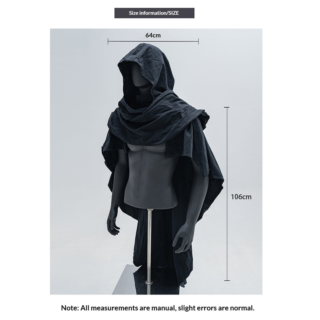 Vintage Cotton Linen Cloak Cape Shawl, Distressed Style Medieval Costume for Cosplay