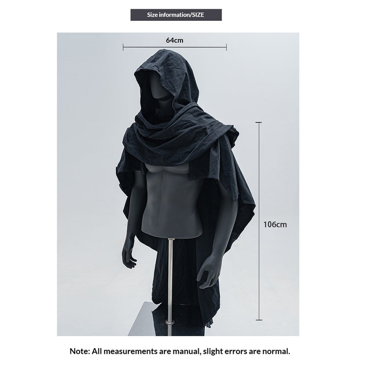 Vintage Cotton Linen Cloak Cape Shawl, Distressed Style Medieval Costume for Cosplay