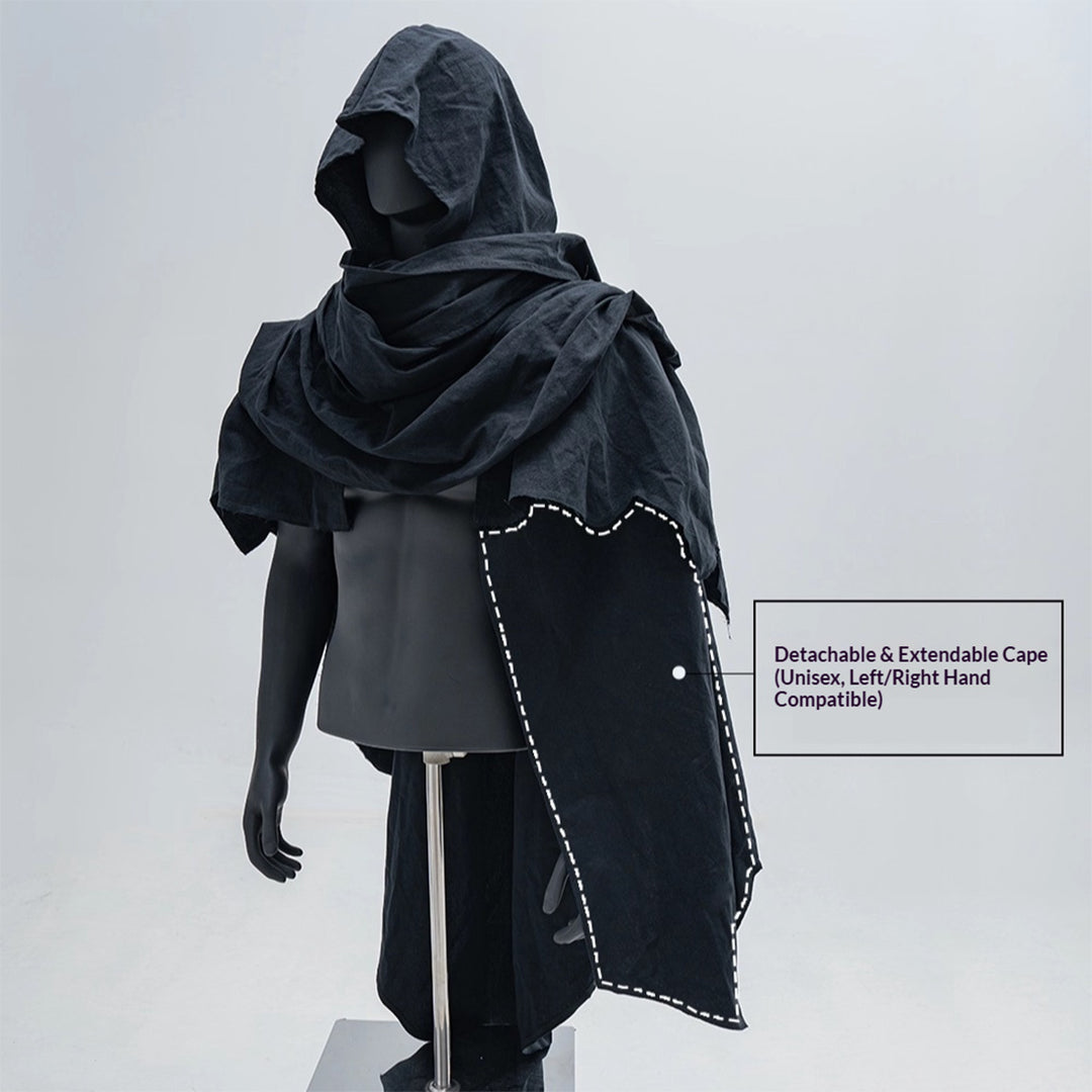 Vintage Cotton Linen Cloak Cape Shawl, Distressed Style Medieval Costume for Cosplay