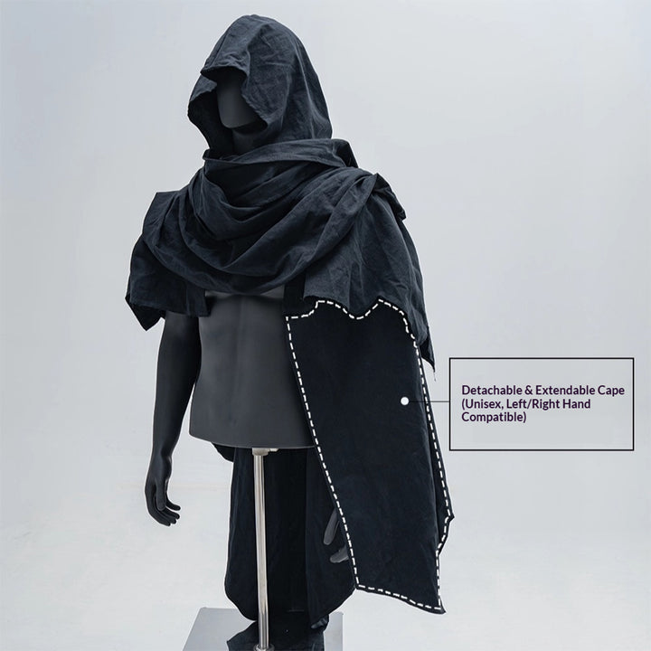Vintage Cotton Linen Cloak Cape Shawl, Distressed Style Medieval Costume for Cosplay