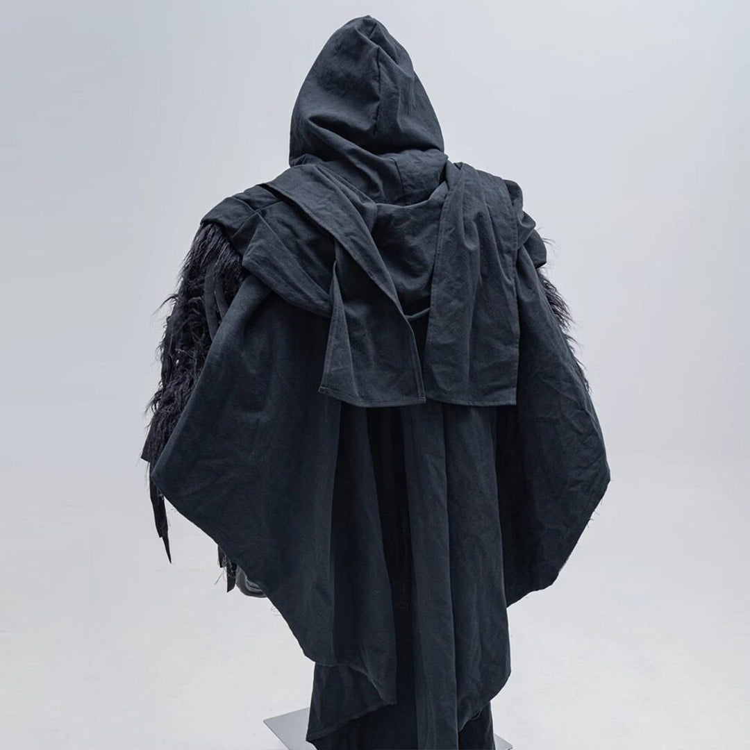 Vintage Cotton Linen Cloak Cape Shawl, Distressed Style Medieval Costume for Cosplay