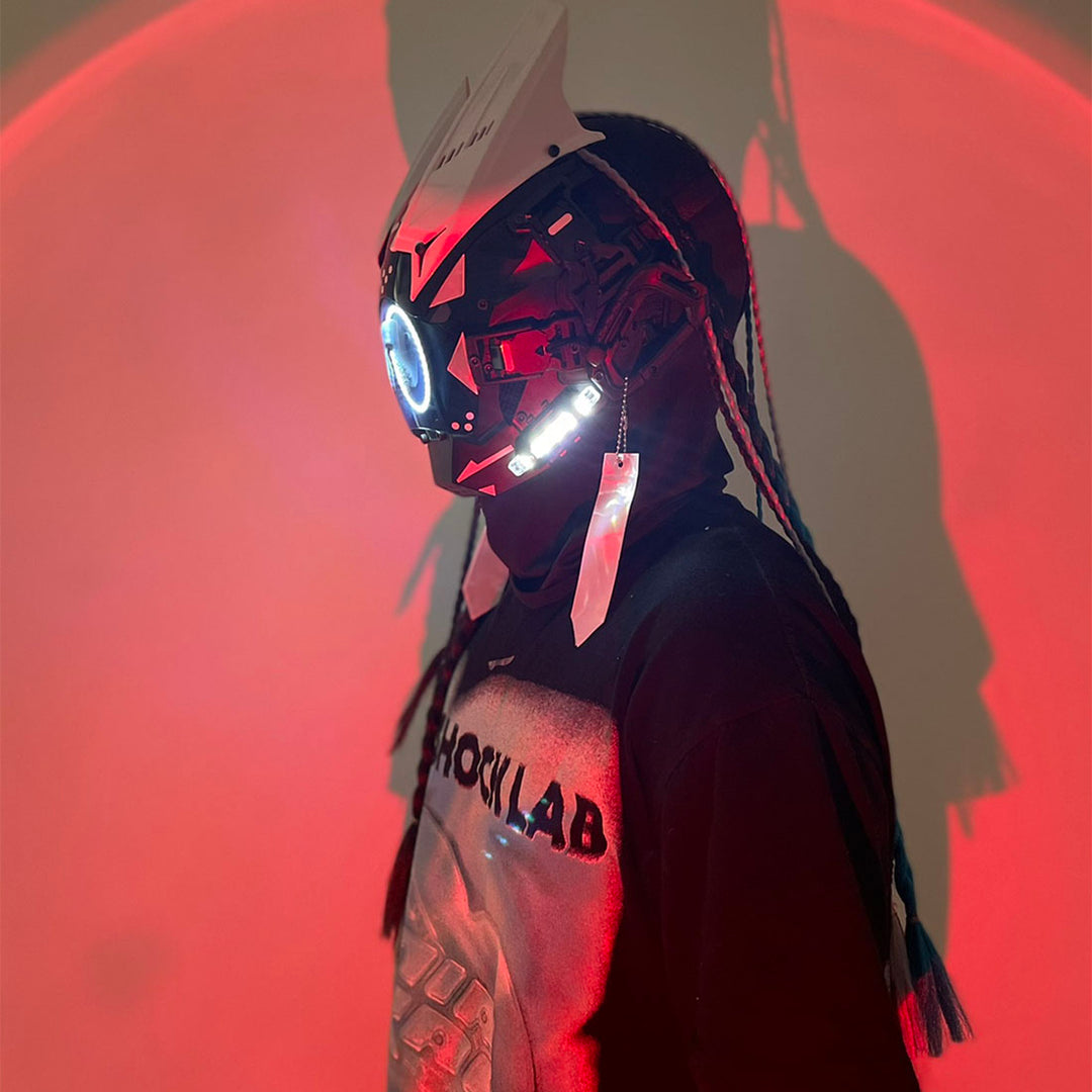 Punk Helmet Mask with LED Light  for Cosplay Halloween