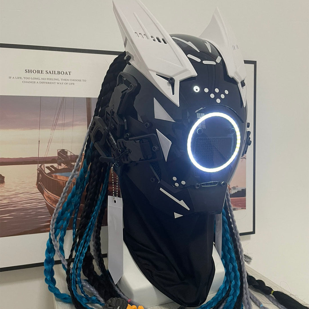 Punk Helmet Mask with LED Light  for Cosplay Halloween