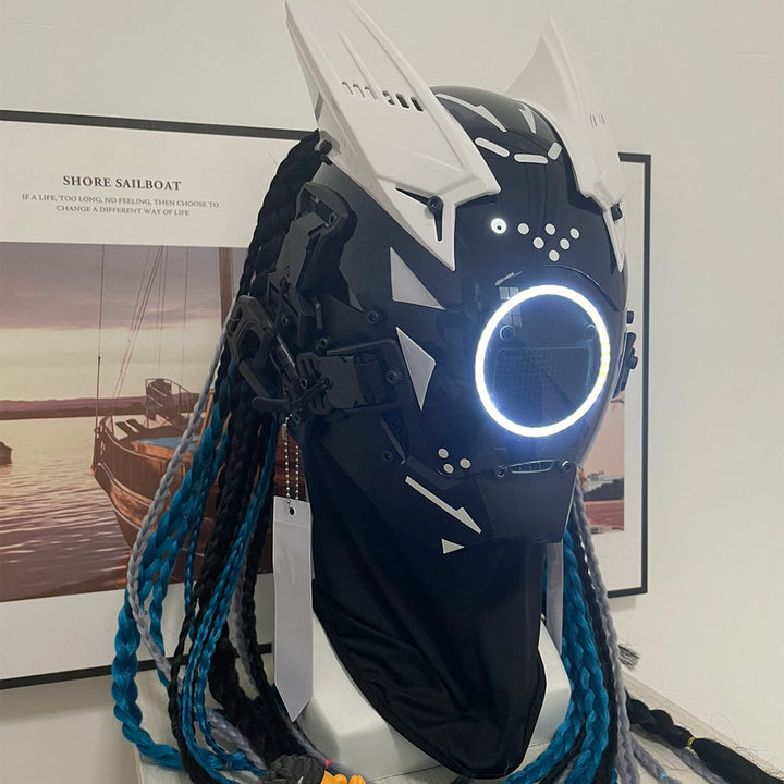 Punk Helmet Mask with LED Light  for Cosplay Halloween