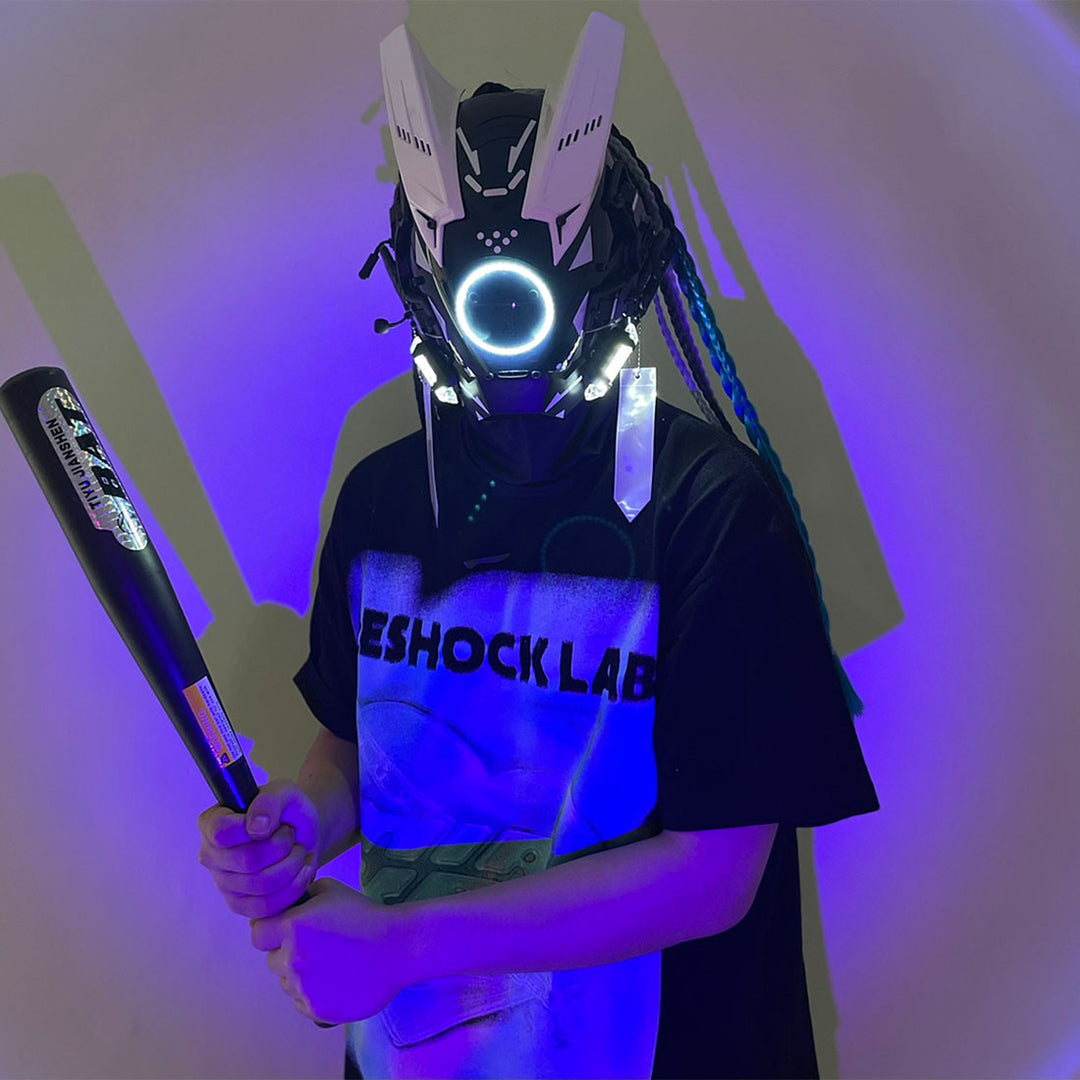 Punk Helmet Mask with LED Light  for Cosplay Halloween